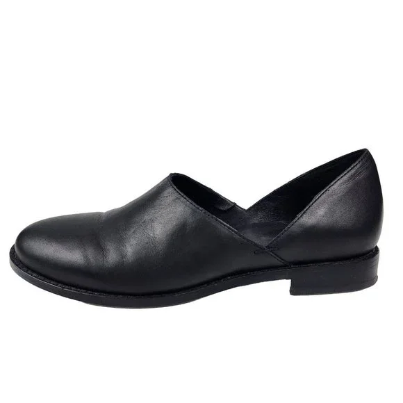 SOLD-Eileen Fisher Allen Smooth Leather Loafer Womens Size 6.5 Black Slip On - Picture 2 of 9